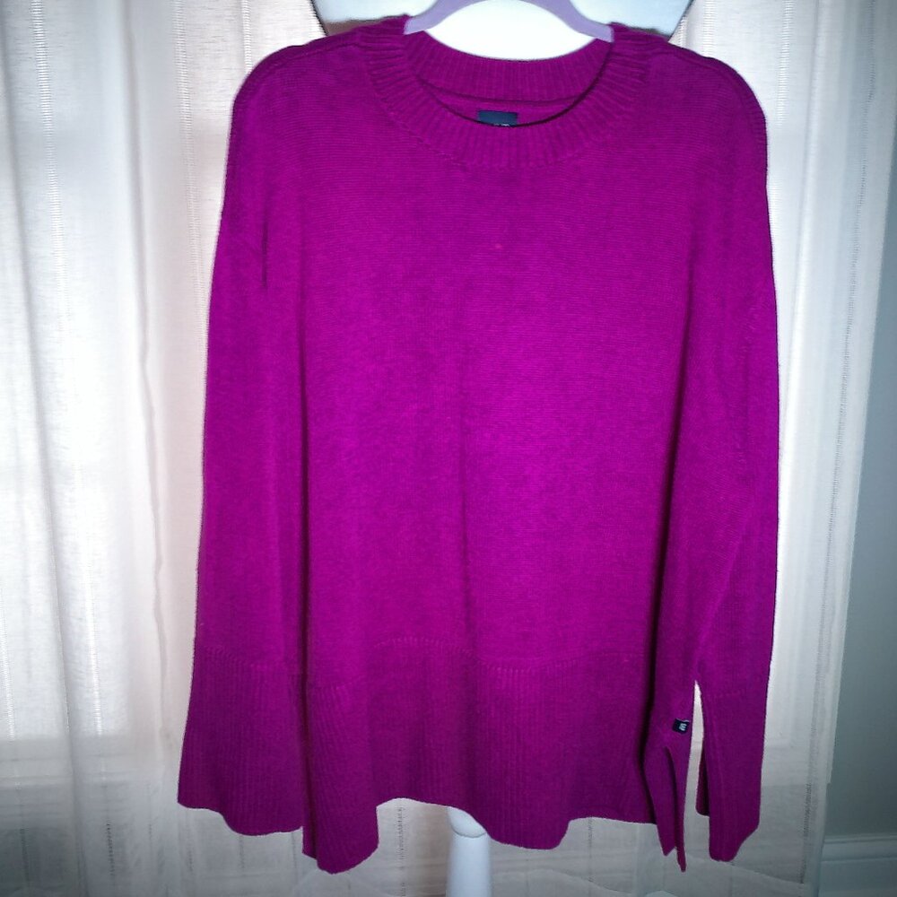 GAP Long Wide Sleeve Crew Neck Pink 100% Cotton Hi Lo Sweater XXL